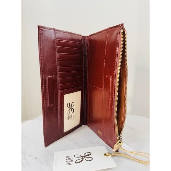 Hobo Jill Large Bifold Polished Leather Wallet, Chocolate Brown, NWT - Picture 8 of 10